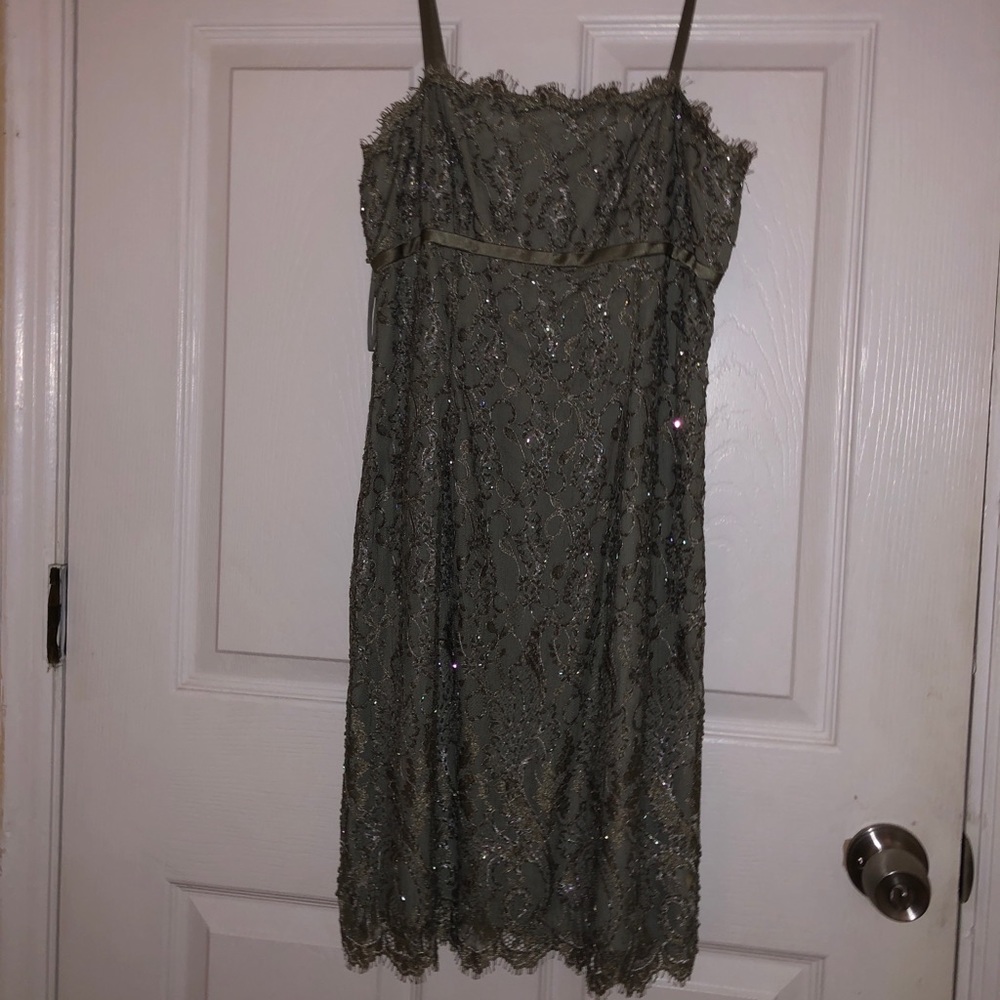Hand beaded army greenish dress